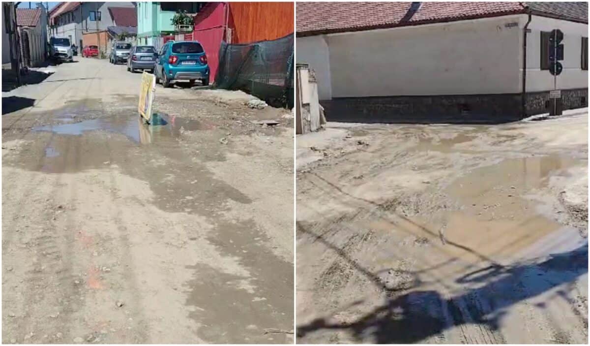 Avarie la rețeaua de apă de pe strada Trifoiului din Sibiu (video)