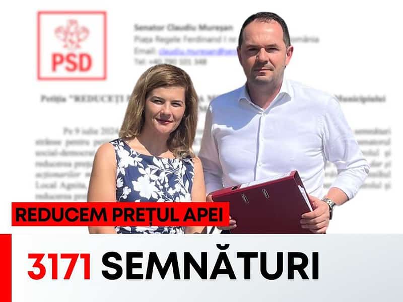 psd sibiu: petiția "reduceți prețul apei la mediaș", depusă la primăria municipiului mediaș (c.p)