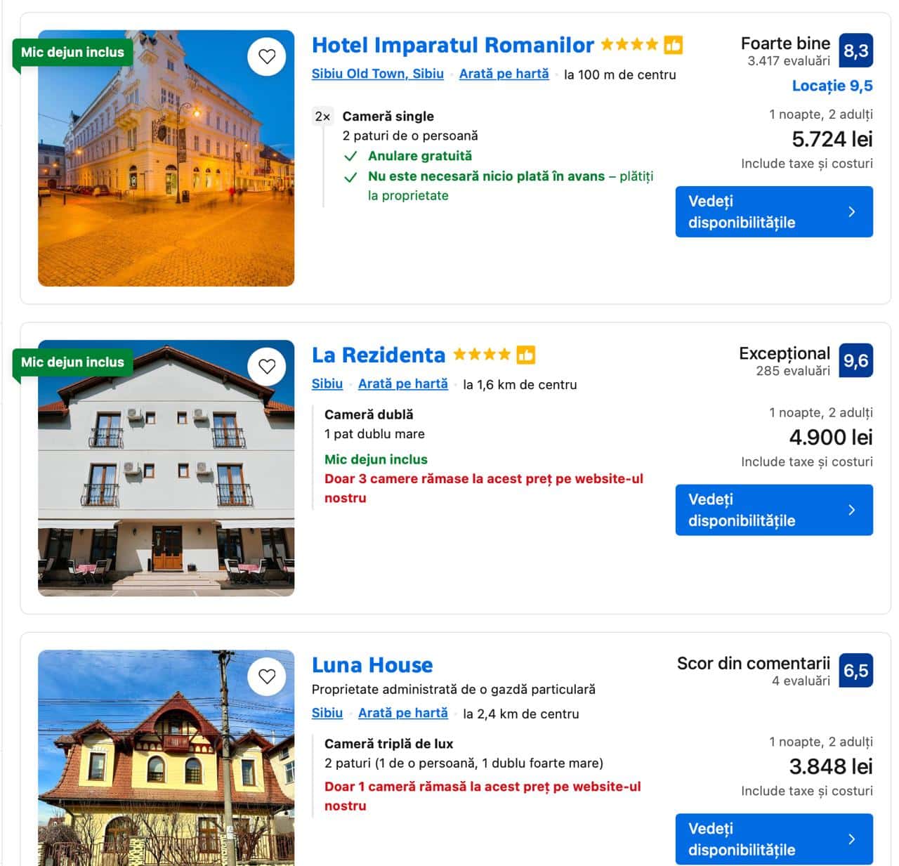 prețuri exorbitante la cazări în acest weekend la sibiu. 1.000 de euro pe noapte la un hotel din centru
