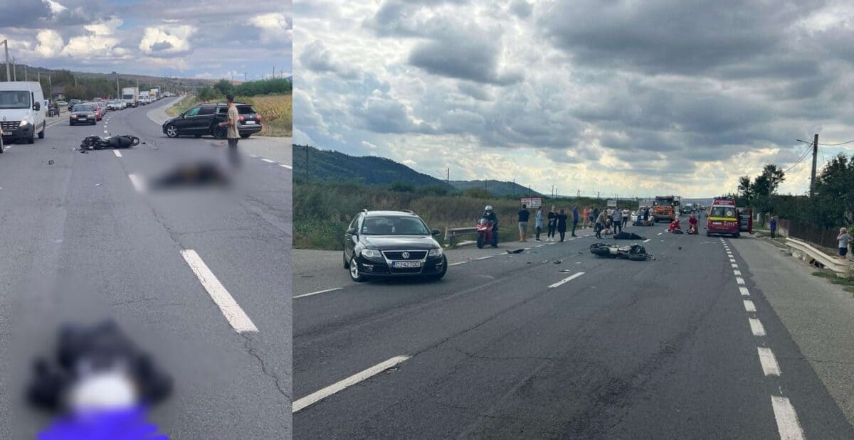 Motociclist din Sibiu, rănit într-un accident la Cluj (foto)