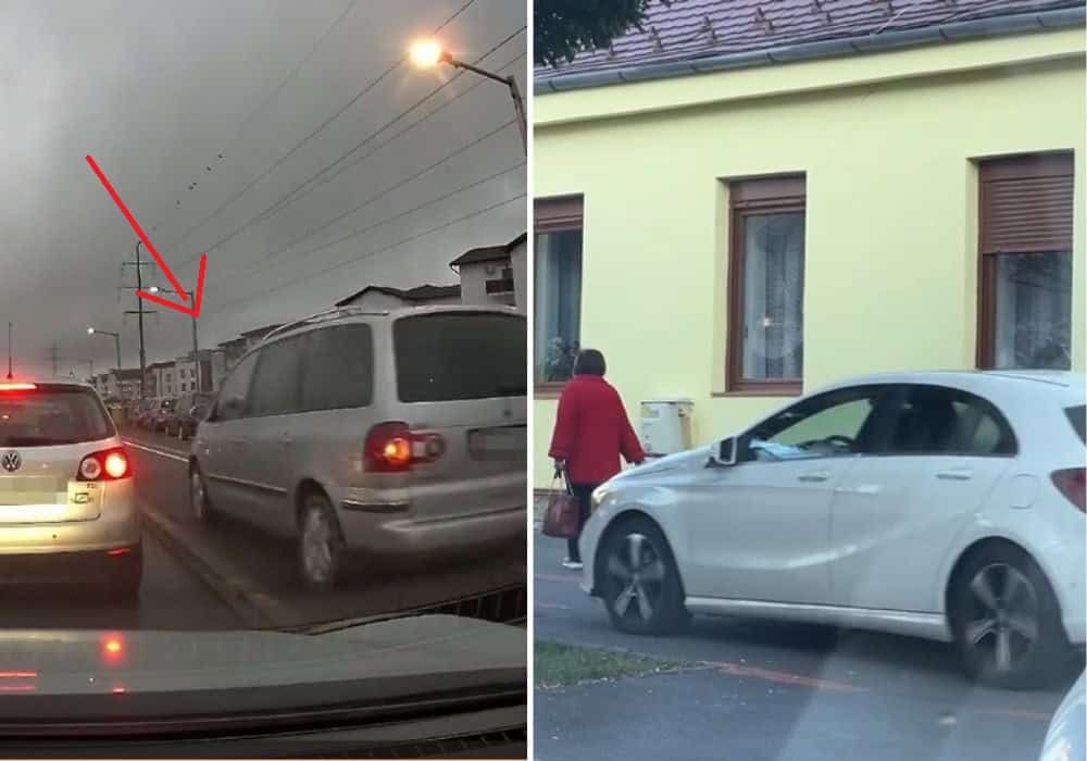 Un nou trend printre șoferi la Sibiu. Merg cu mașinile pe trotuar printre pietoni (video)