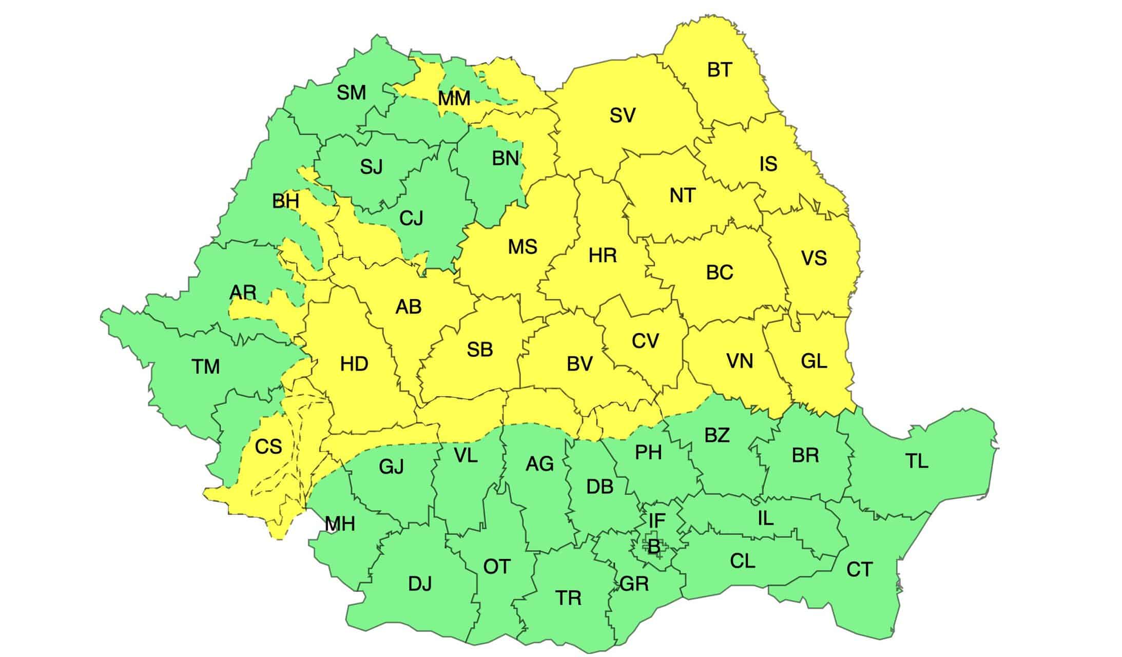 cod galben de ninsori și vânt în tot județul sibiu