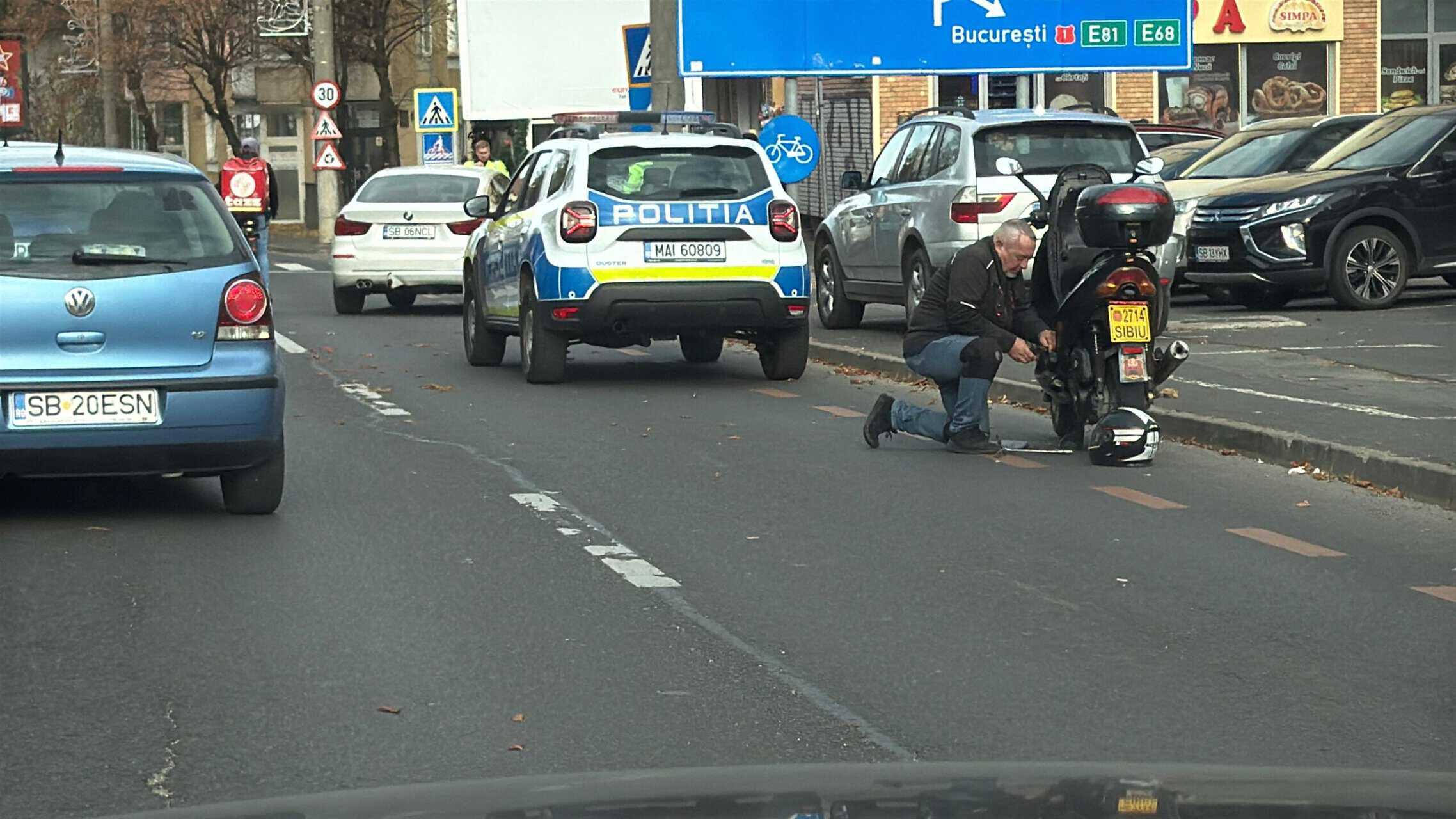 accident pe calea dumbrăvii. biciclist lovit de o șoferiță neatentă (video foto)