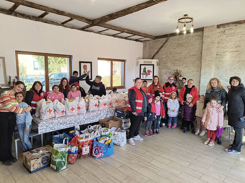 Sute de kilograme de legume și fructe donate de Crucea Roșie pentru copiii nevoiași din Sibiu (foto)