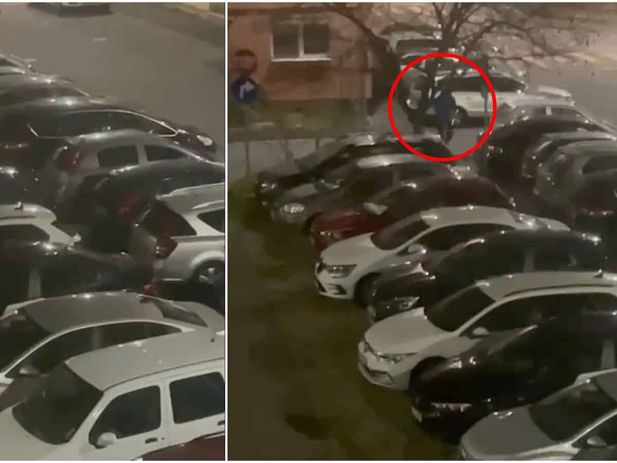 Hoț surprins când încerca să fure din mașinile unor sibieni la Gară. A controlat toată parcarea dintre blocuri (video)