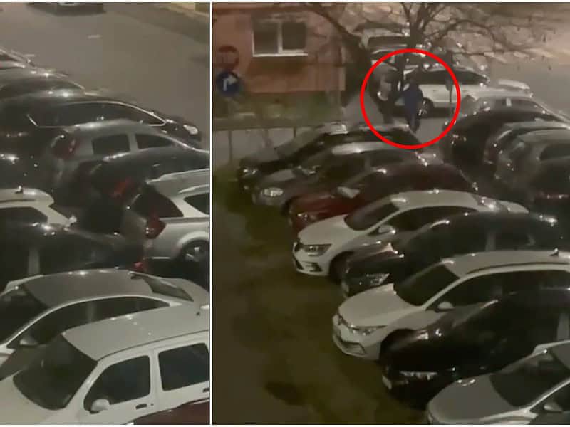 hoț surprins când încerca să fure din mașinile unor sibieni la gară. a controlat toată parcarea dintre blocuri (video)