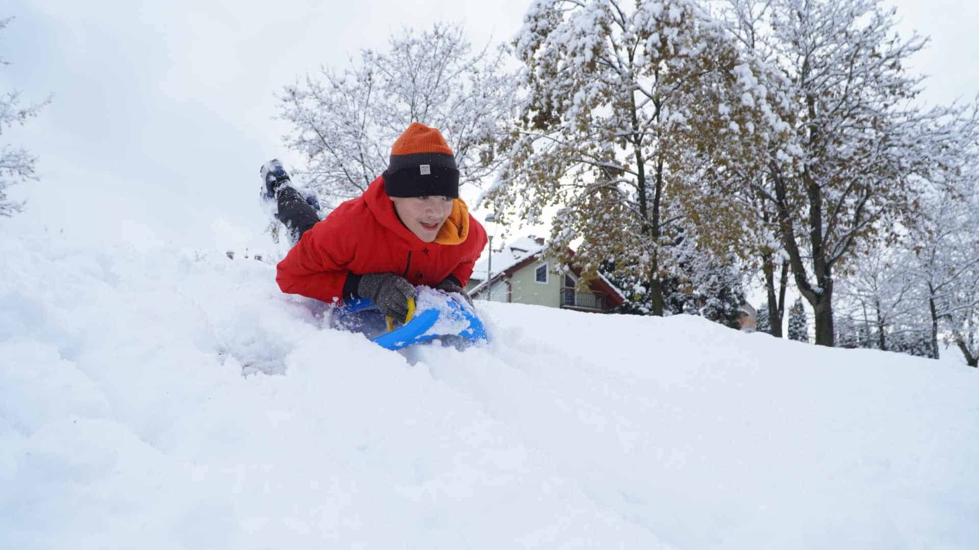 Imagini de basm din Parcul Sub Arini, acoperit de zăpadă. Copiii au mers la derdeluș