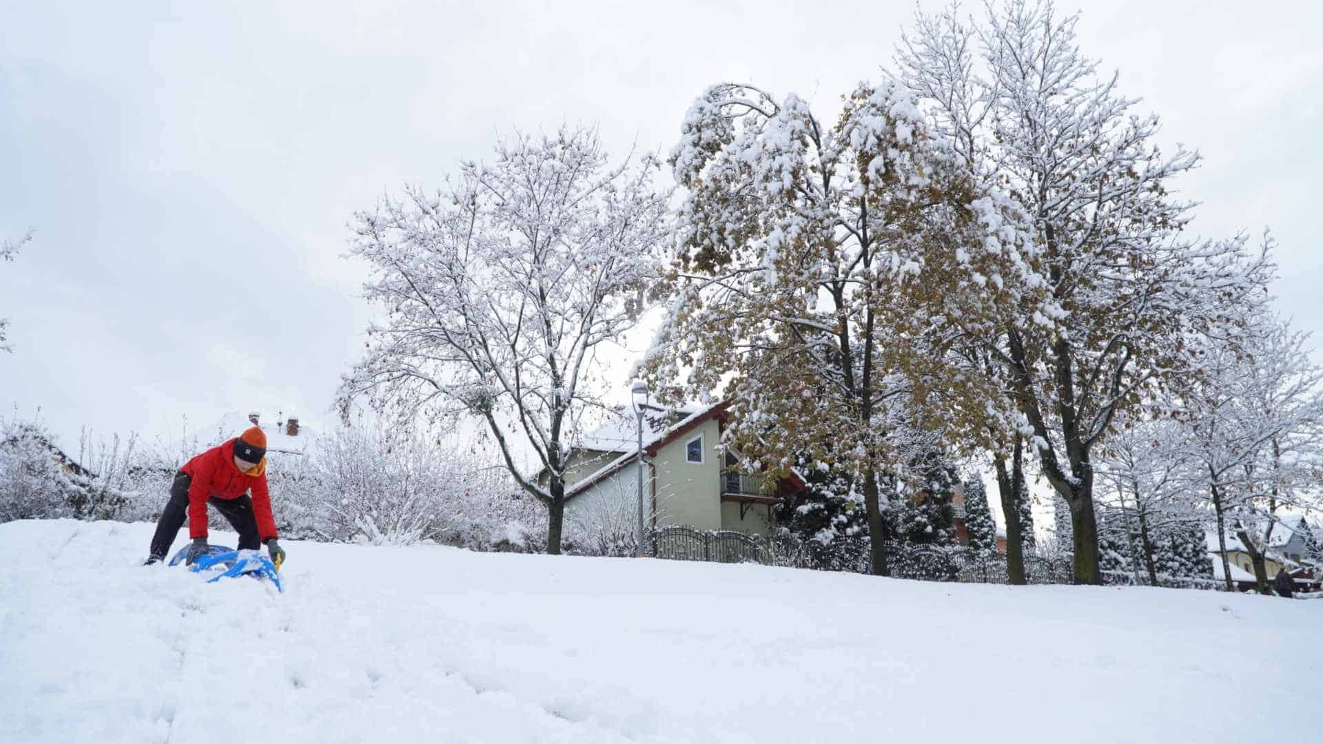 Imagini de basm din Parcul Sub Arini, acoperit de zăpadă. Copiii au mers la derdeluș