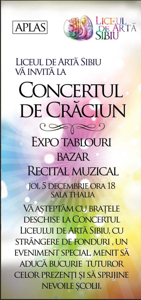 Concert de Crăciun cu scop caritabil la Sala Thalia. Elevii de la Liceul de Arte strâng bani pentru școală