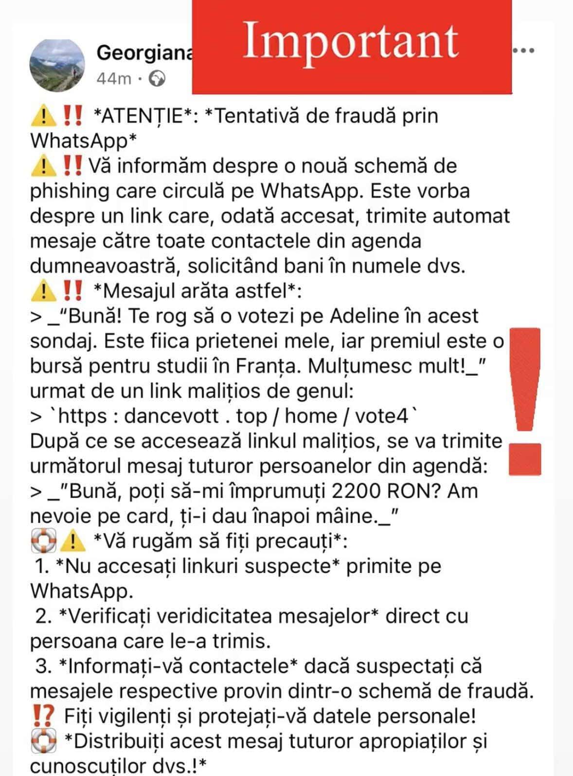 O nouă escrocherie face victime la Sibiu. Borfașii acționează pe WhatsApp