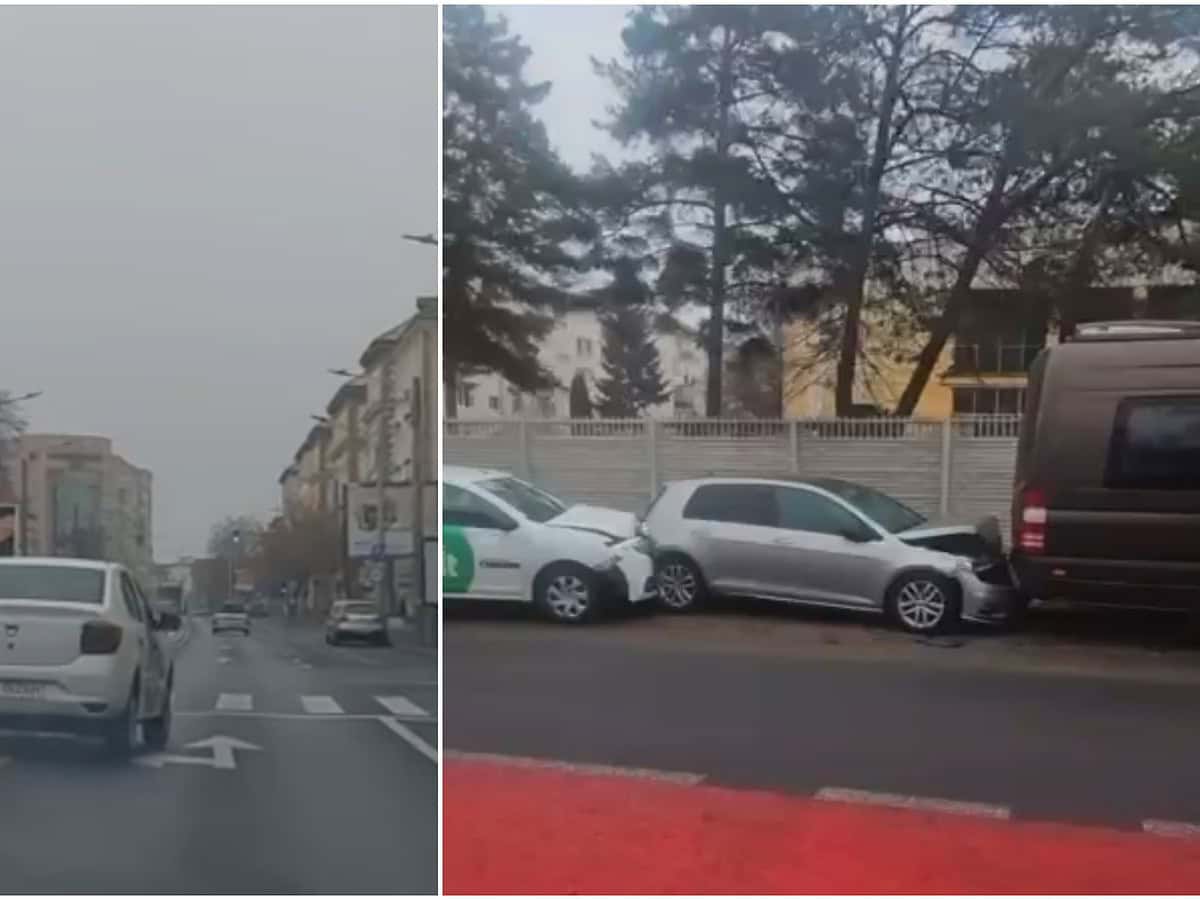 Inconștiență în trafic la Sibiu. Un șofer Bolt a condus haotic și a făcut accident (video)