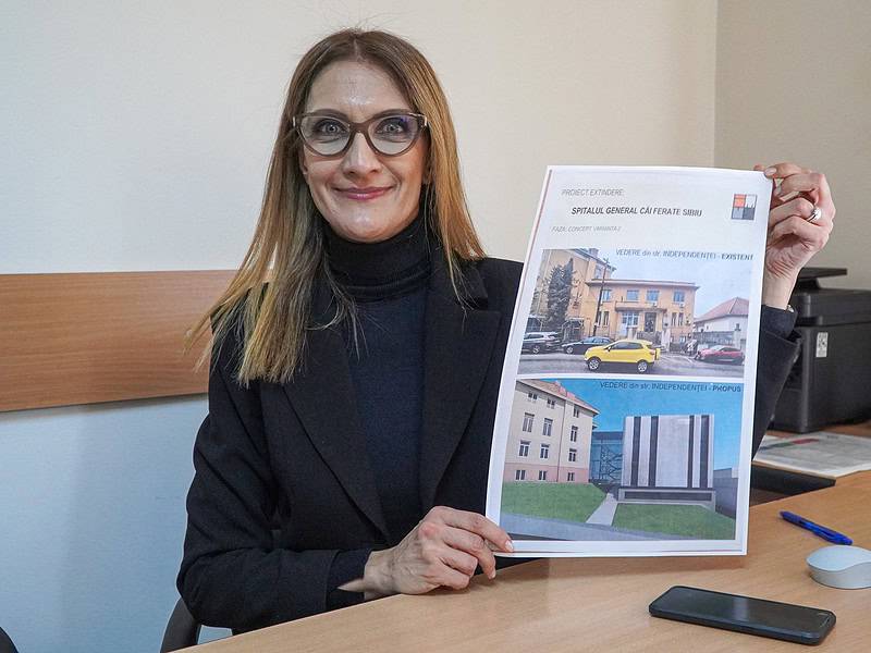 Cum va arăta Spitalul CF din Sibiu după modernizare. Se face o clădire modernă pe 8 niveluri și cu lift exterior (video)