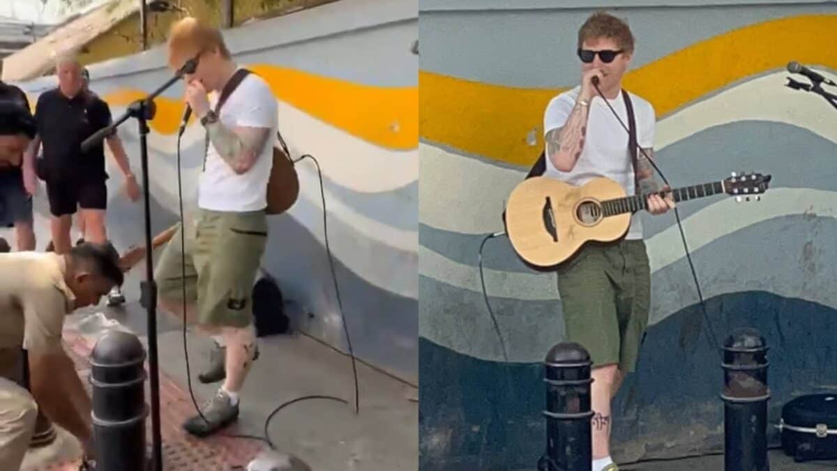 Ed Sheeran, ridicat de poliție de pe trotuar în timpul unui concert stradal