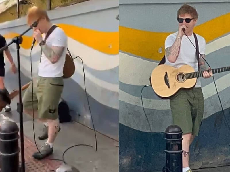 Ed Sheeran, ridicat de poliție de pe trotuar în timpul unui concert stradal