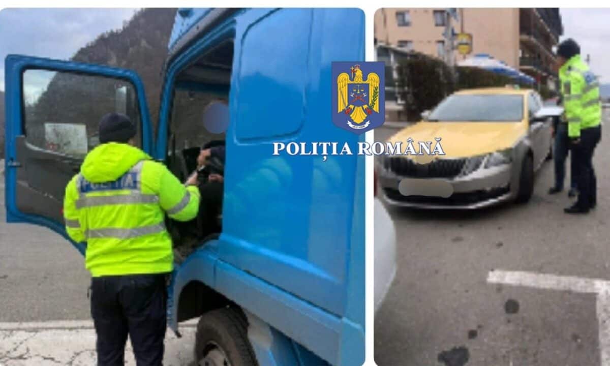 Controale în trafic pe Valea Oltului. Șofer prins fără tahograf la Călimănești